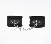 Love In Leather Lightly Padded Velveteen Hand Cuffs - Black - Cuffs And Restraints